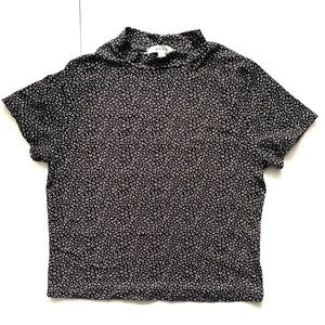 GAZE Black and white printed mock neck shirt